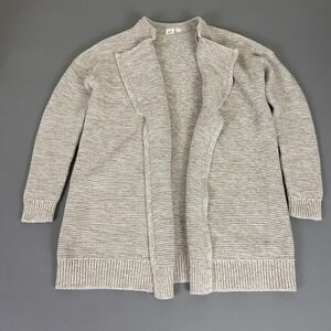 GAP Cardigan Sweater Women's Size Medium Beige Tan Knit Open Front 100% Cotton